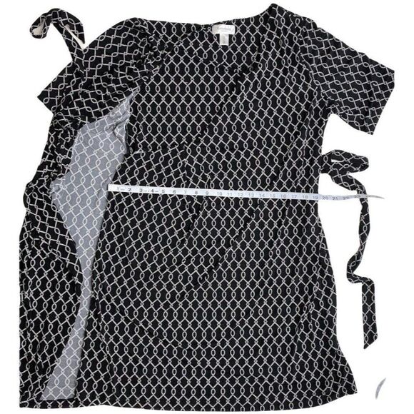 Motherhood Maternity Surplice Faux-Wrap Dress‎ Womens XL Black White Side-Tie - Picture 5 of 15